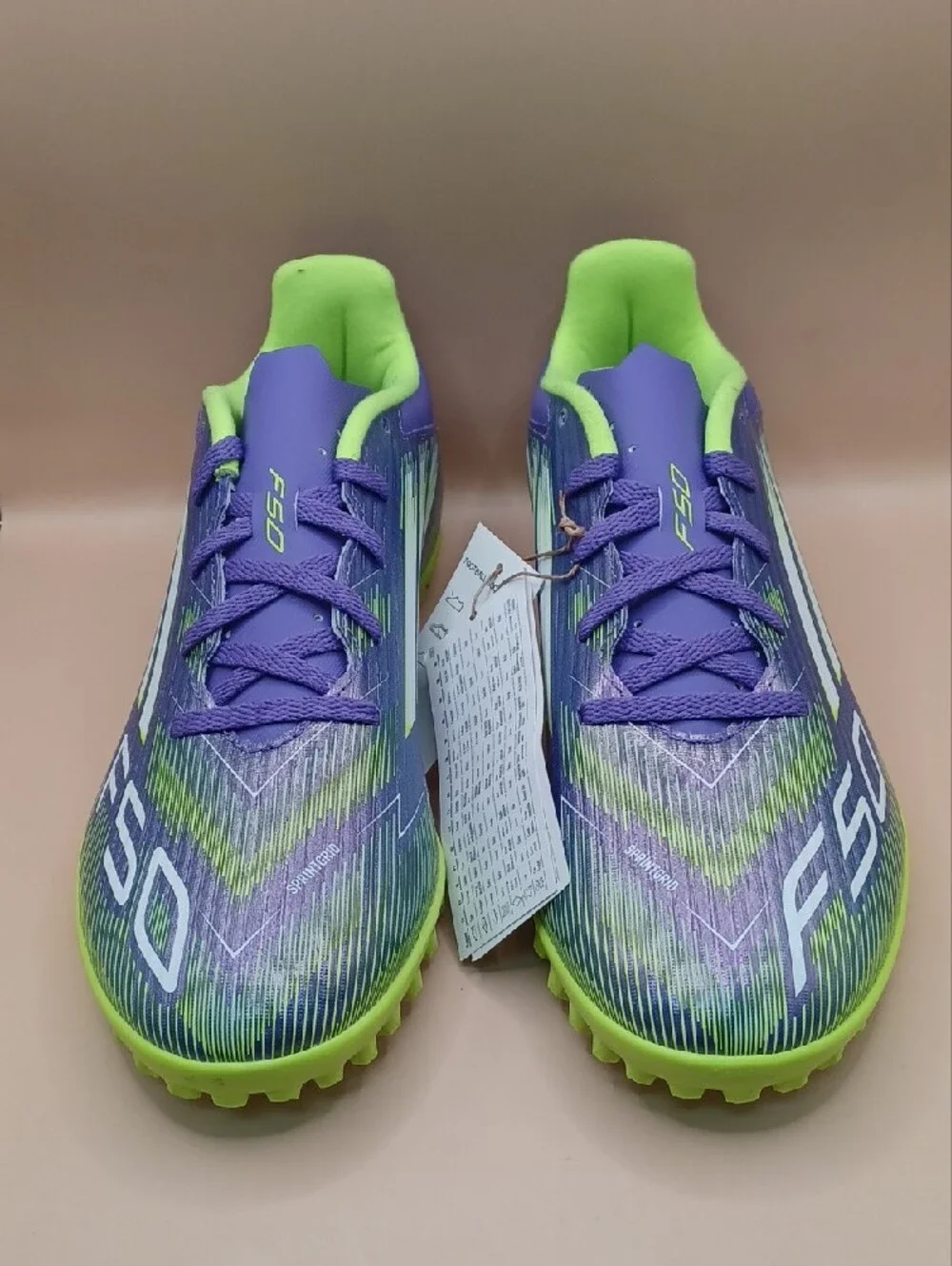 NWOB Adidas F50 Club Series TF Soccer Cleats-Purple/Green Men Size 8.5 US
